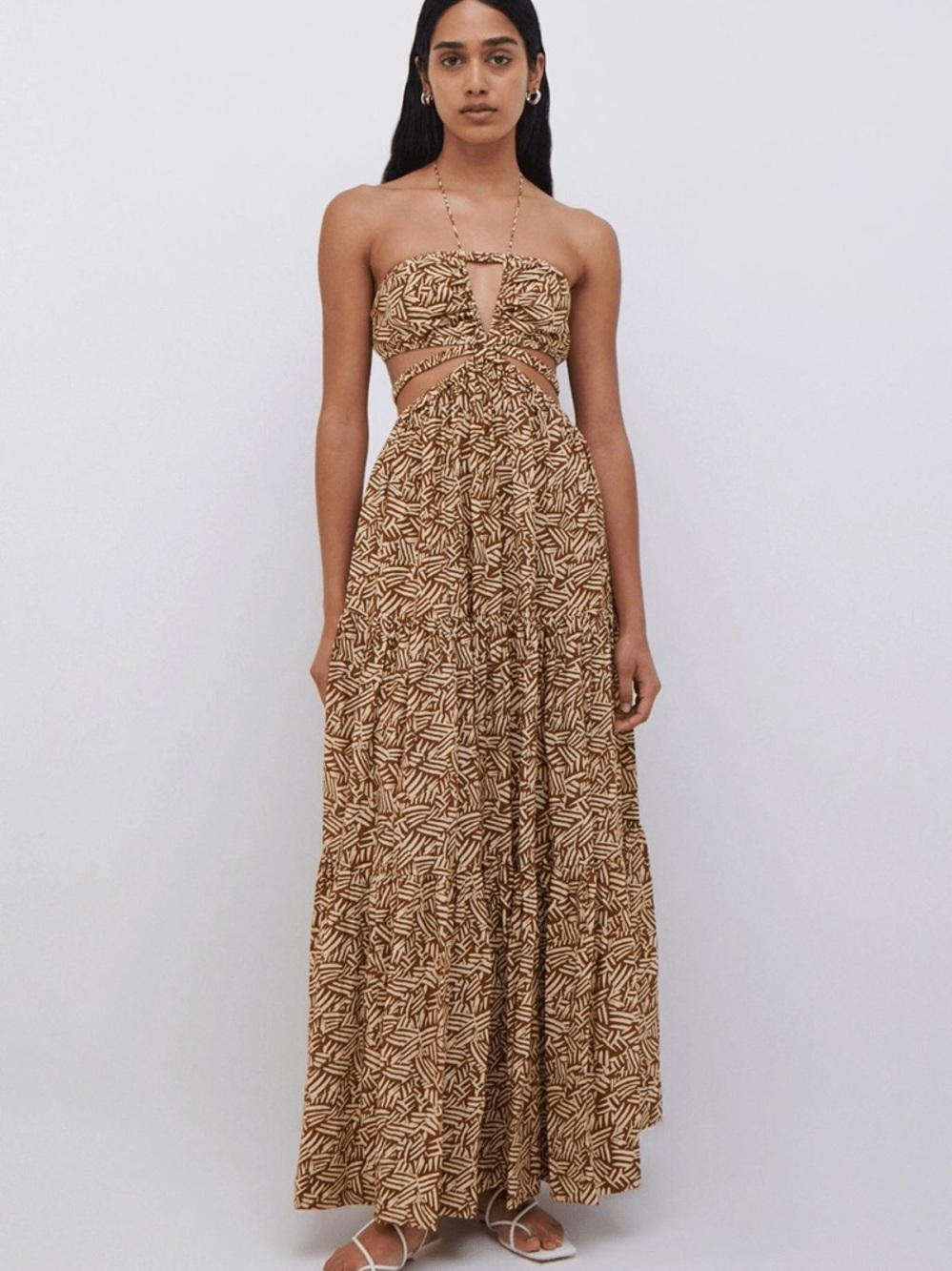 NWT SIMKHAI Jonathan Simkhai
Laurel Cutout Maxi Dress Palm leaf